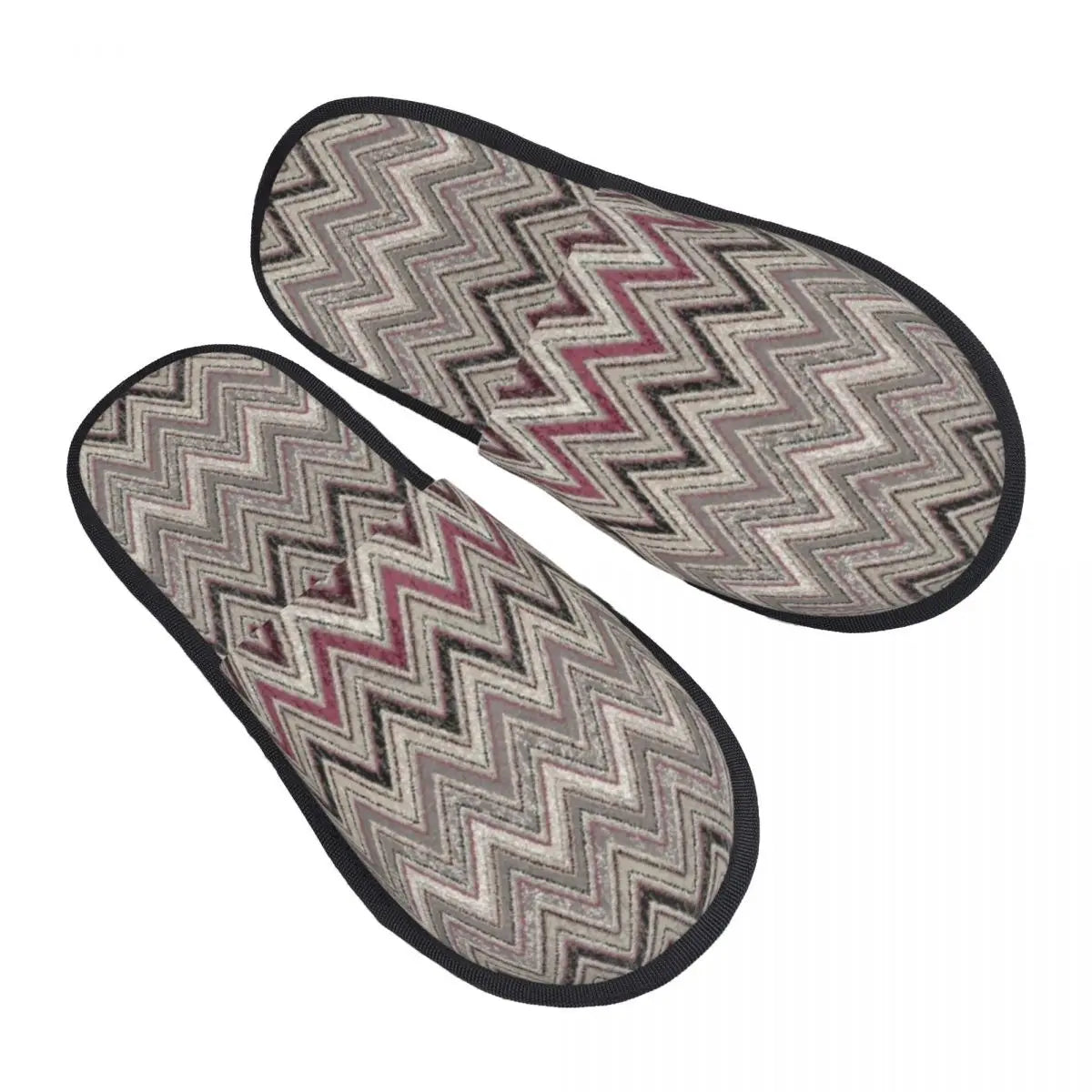 Abstract Geometric Home Zig Zag Guest Slippers for Hotel Women Custom Print Boho Modern Camouflage House Slipper