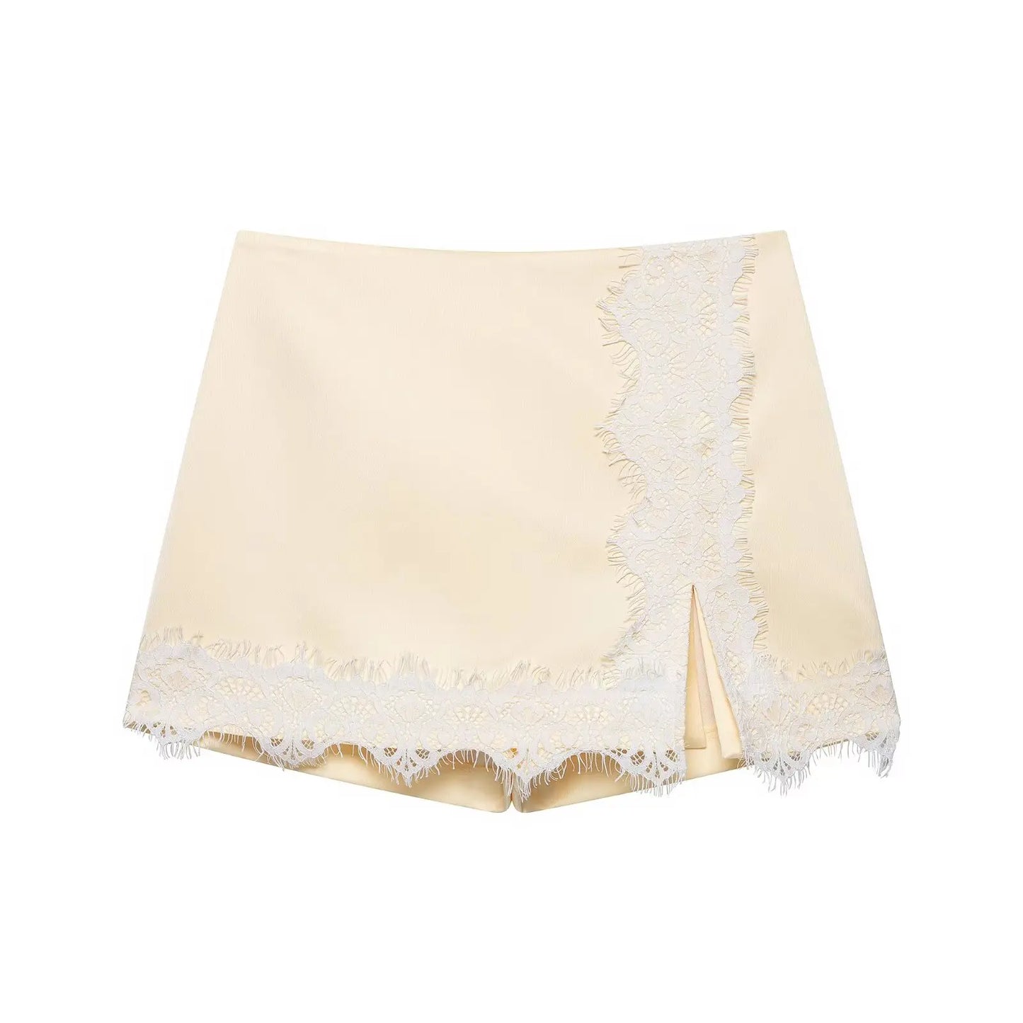 HH Lace Patchwork Culottes Two Piece Set Women's Summer Lace Paneled Short Sleeve Lapel Cropped Blazer+Casual Shorts Skirts