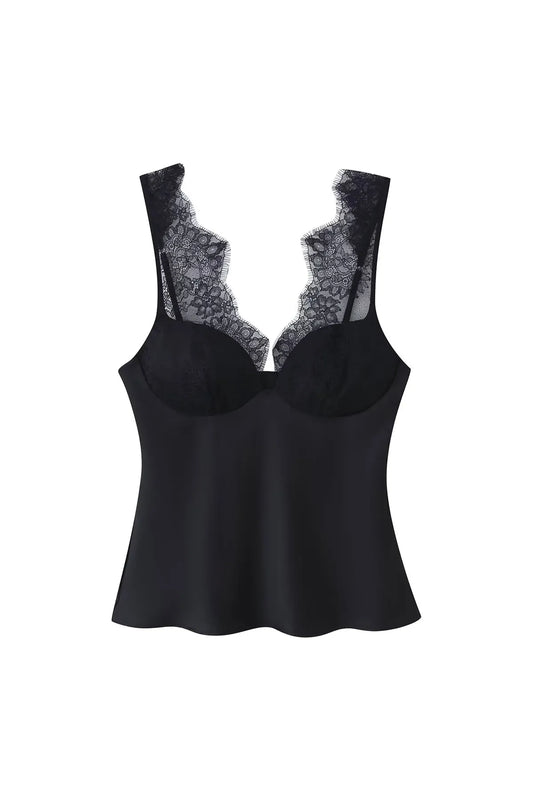 LIORA - Lace Camisole Top – Damen Spitzentop mit Herz-Ausschnitt