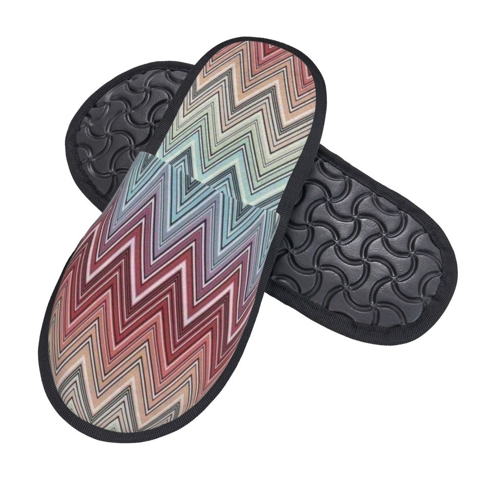 Abstract Geometric Home Zig Zag Guest Slippers for Hotel Women Custom Print Boho Modern Camouflage House Slipper