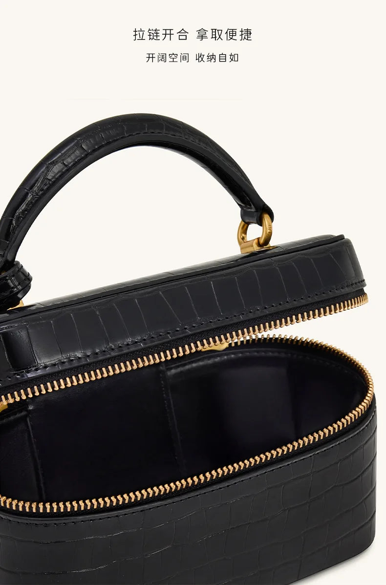 New JWPEI Cleo Crocodile-Print Diamond-Embellished Box Bag, Square Handbag, Crossbody Shoulder Bag, Small Square Bag
