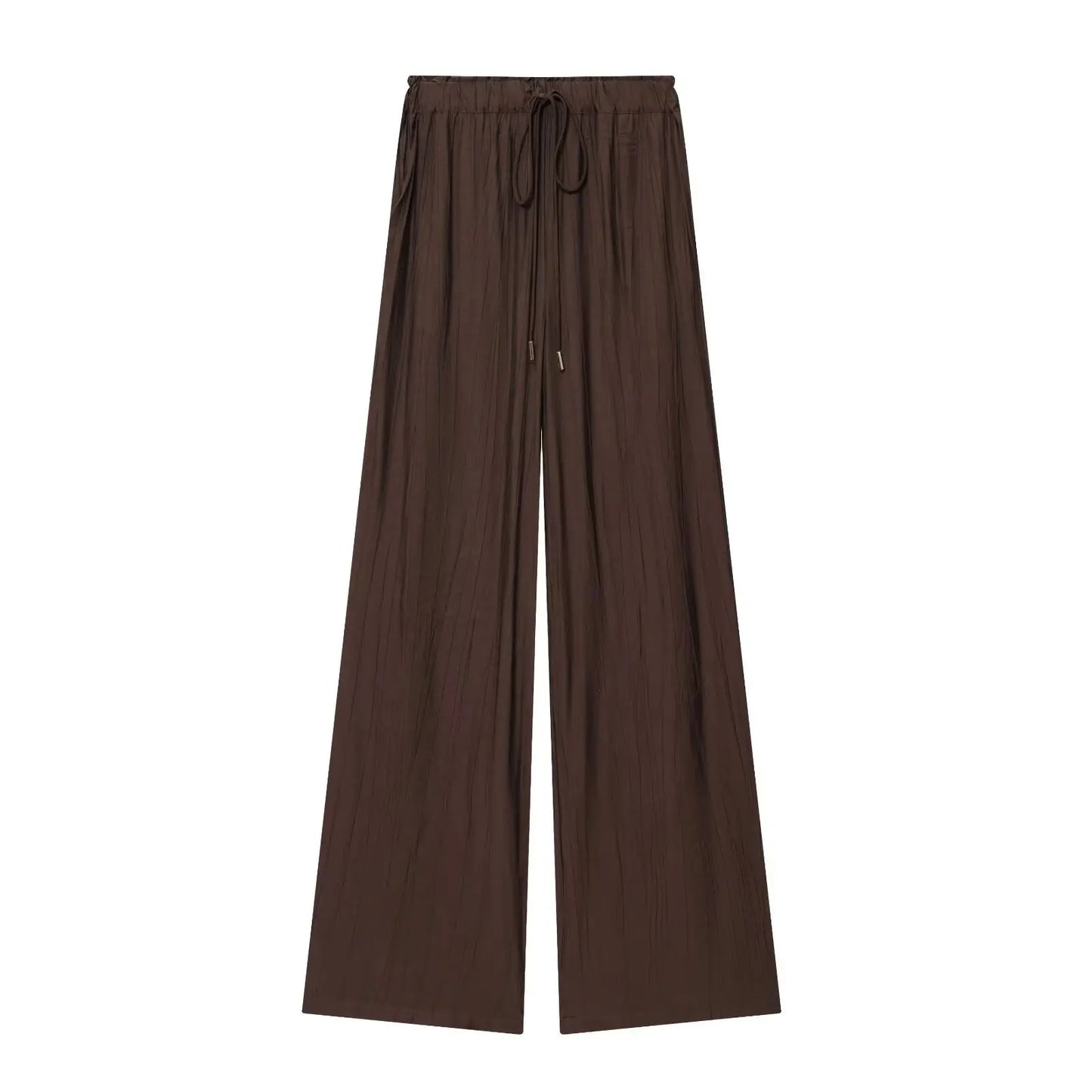 Loose Long Sleeve V-Neck Shirt Elastic Waist High Waist Wide Leg Pants Set Women's Casual Comfortable Polyester Spring Summer