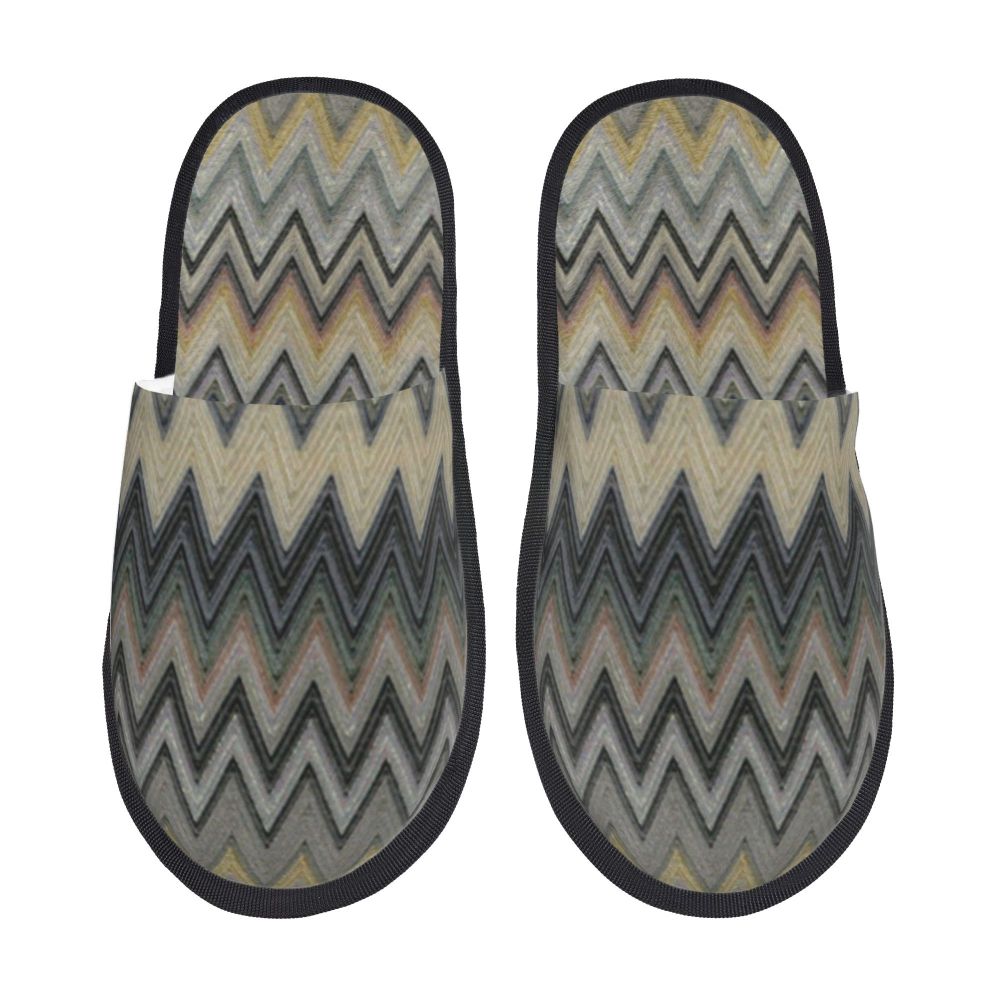 Abstract Geometric Home Zig Zag Guest Slippers for Hotel Women Custom Print Boho Modern Camouflage House Slipper