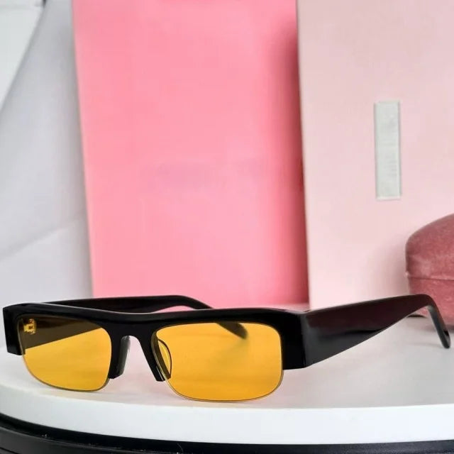 Neue modische Acetat-Sonnenbrille für Damen, Markendesigner, halbrandloser Rahmen, Eyeware, Sommer, coole Mädchen-Sonnenbrille mit rechteckigem Rahmen