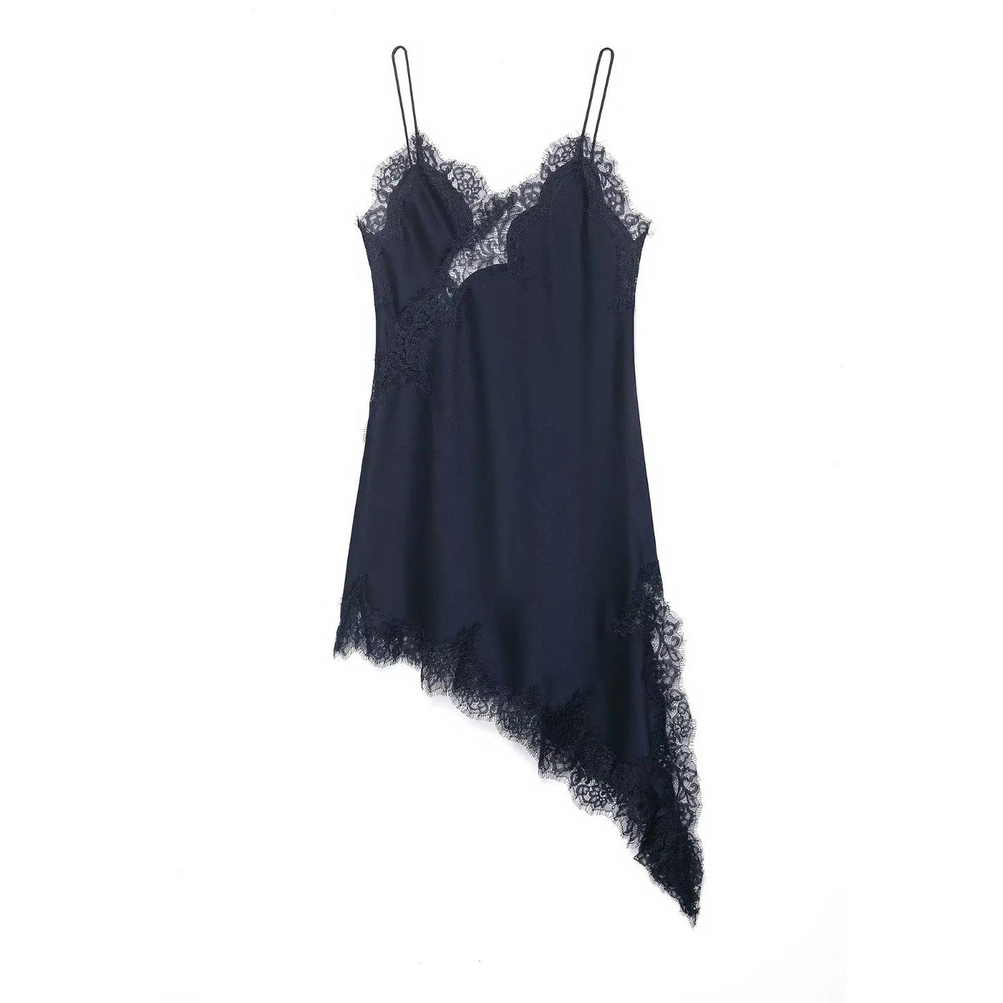 Women Fashion Sexy V-Neck Lace Elegant Halter Dress Asymmetric Hem Dress 2026 Summer New Fashion Holiday Party Beach Dresses
