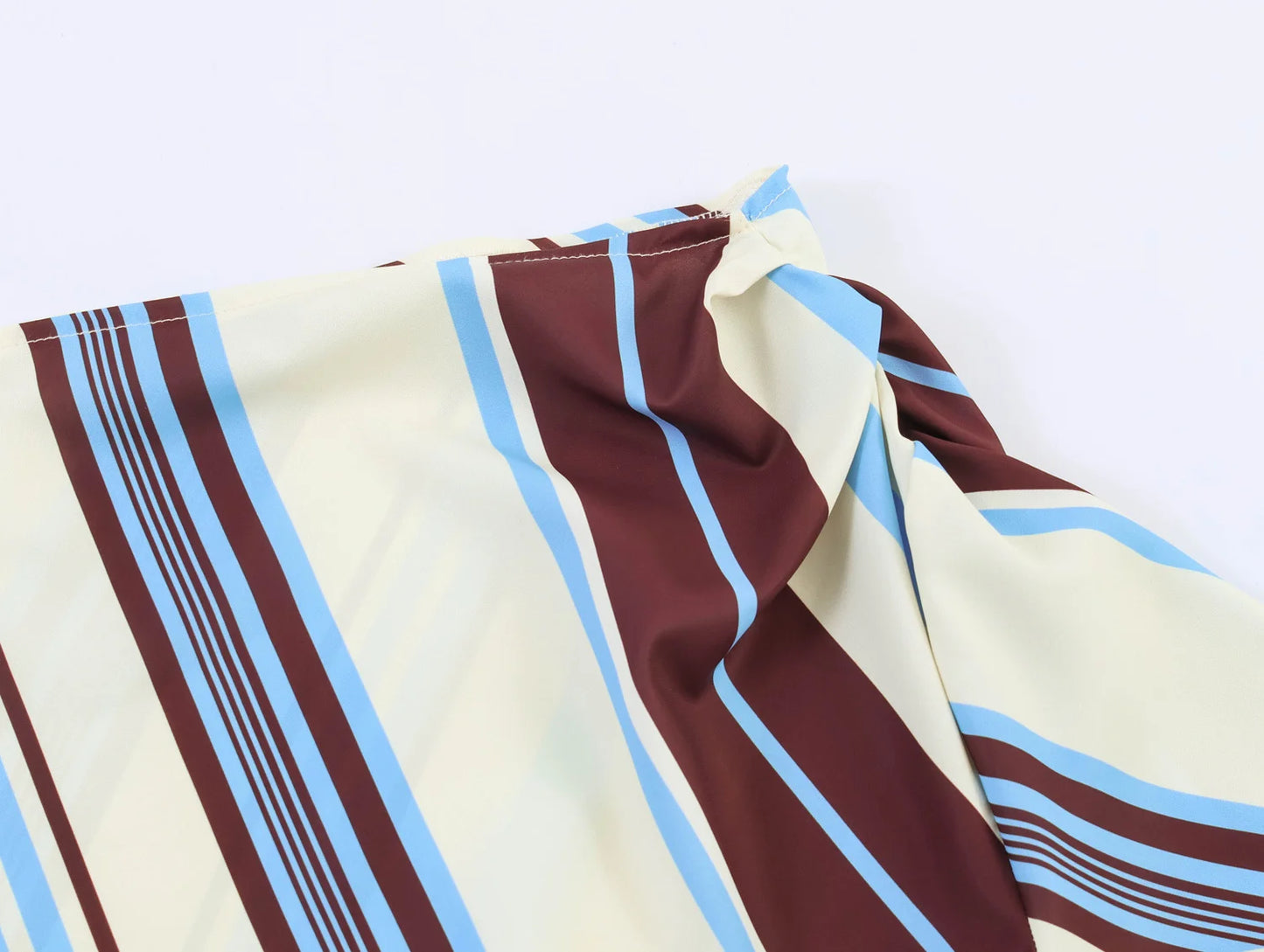 TFMLN New Women Striped Resort Dress Chic One Shoulder Tie Waist Long Sleeve Mini Dresses Female Slim Fashion Beach Lady Outfit