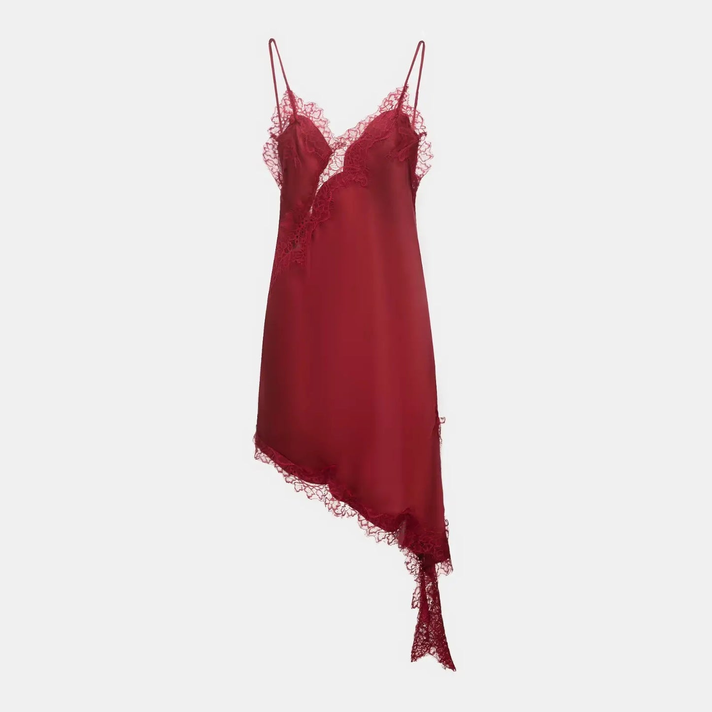 Women Fashion Sexy V-Neck Lace Elegant Halter Dress Asymmetric Hem Dress 2026 Summer New Fashion Holiday Party Beach Dresses