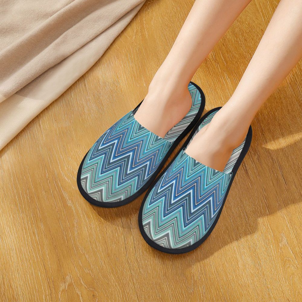 Abstract Geometric Home Zig Zag Guest Slippers for Hotel Women Custom Print Boho Modern Camouflage House Slipper