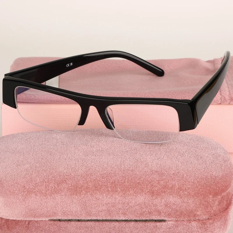 Neue modische Acetat-Sonnenbrille für Damen, Markendesigner, halbrandloser Rahmen, Eyeware, Sommer, coole Mädchen-Sonnenbrille mit rechteckigem Rahmen