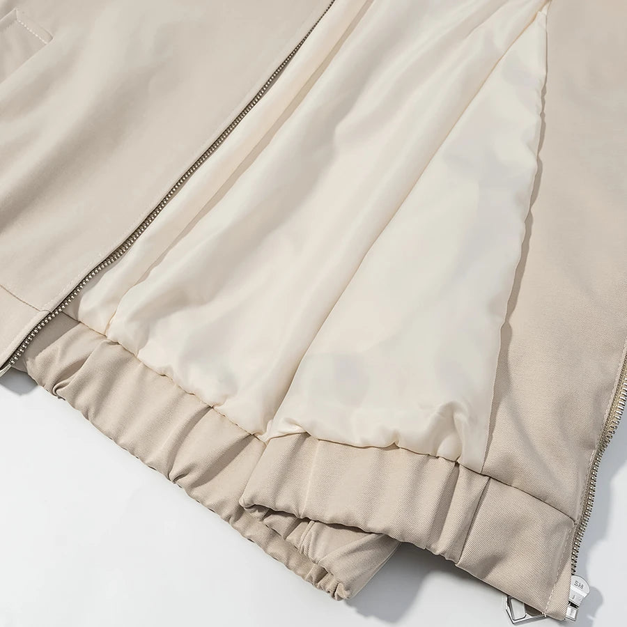 Frauen Mode Casual Shorts Sets Weibliche Zipper Jacke Langarm Revers Kurze Mäntel Und Dame Chic Streetwear Ballon Shorts