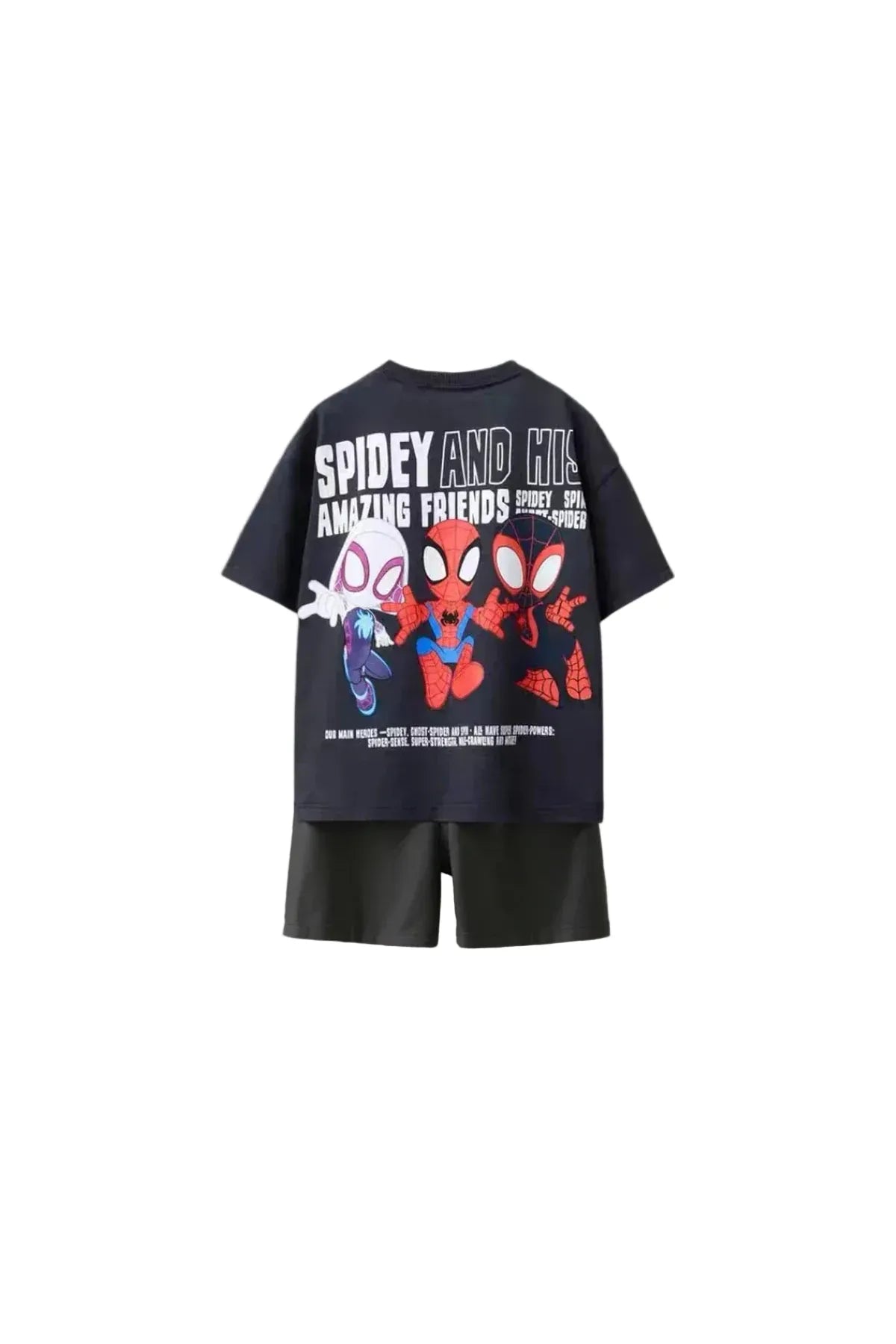 Mini Spidy Cartoon Tee & Shorts Set – Boys