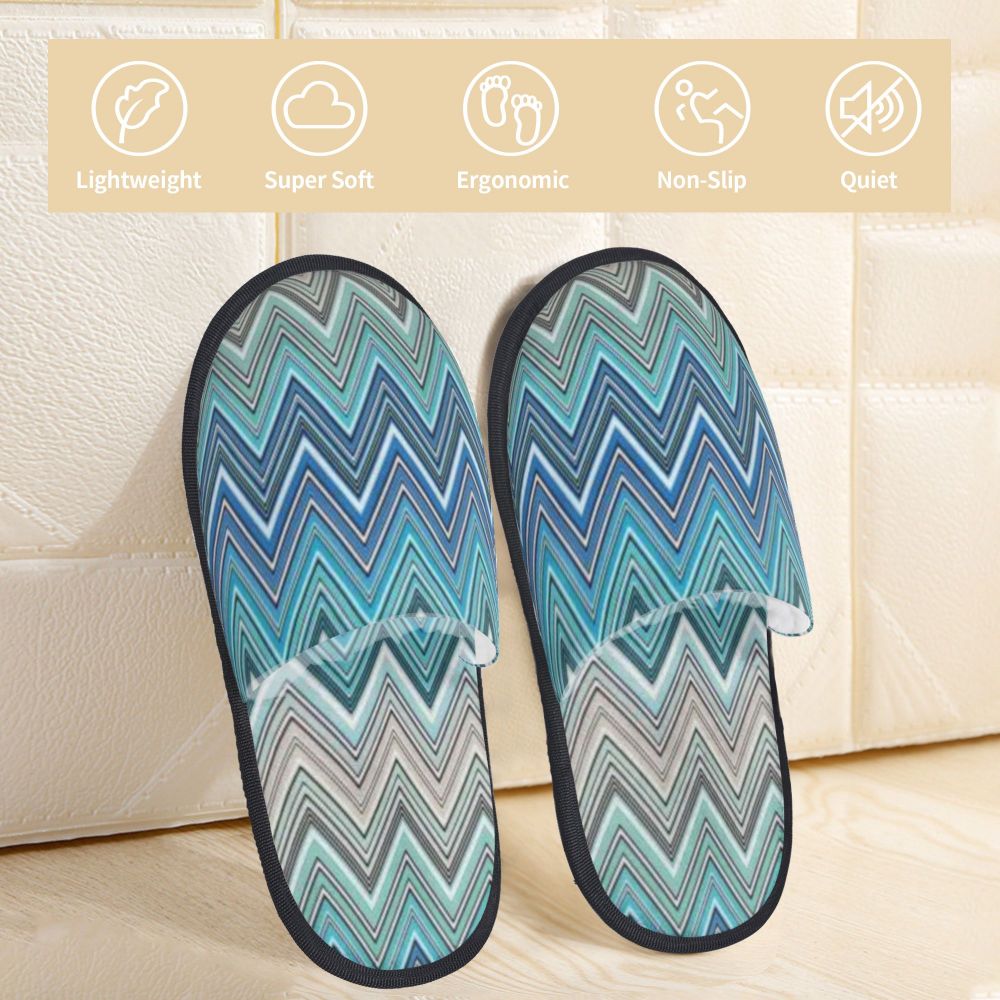Abstract Geometric Home Zig Zag Guest Slippers for Hotel Women Custom Print Boho Modern Camouflage House Slipper