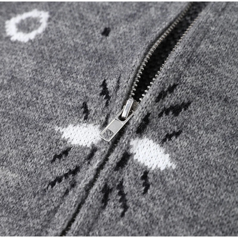 Frauen Gestrickte Getäfelten Pullover drehen-unten Kragen Flare Hülse Reißverschlüsse Mantel Strickjacke Casual Büro Dame Herbst 2025, Pullover