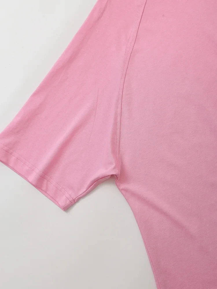 HH Sommer Frauen Casual T-shirt Hose Sets Elegante Rosa O Hals Kurzarm T-Shirt + Kordelzug Lose Hosen Frühling Anzug