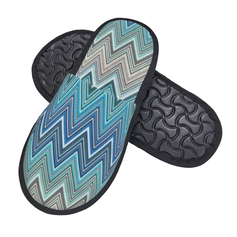Abstract Geometric Home Zig Zag Guest Slippers for Hotel Women Custom Print Boho Modern Camouflage House Slipper