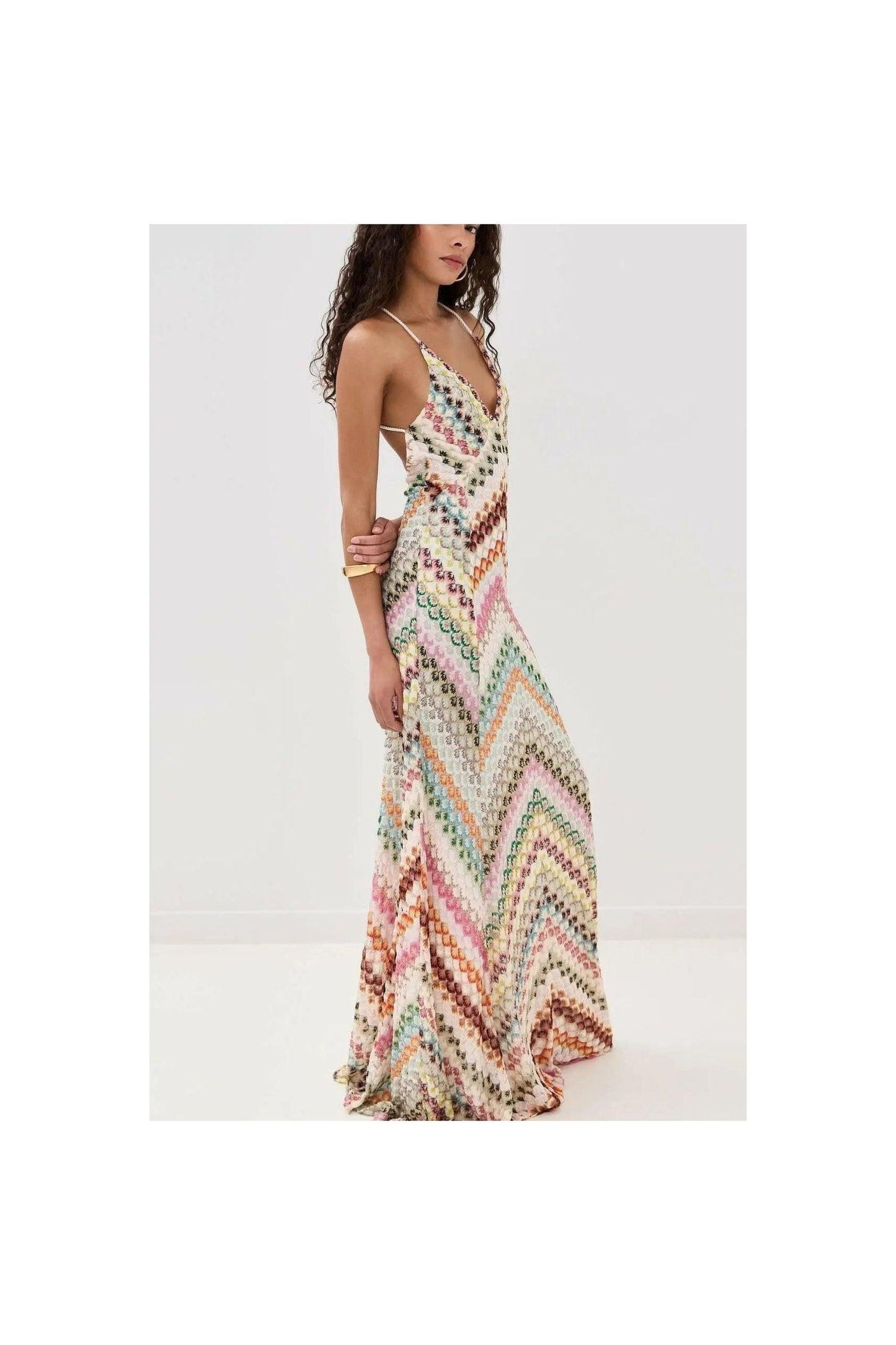 Boho Rainbow Maxikleid.