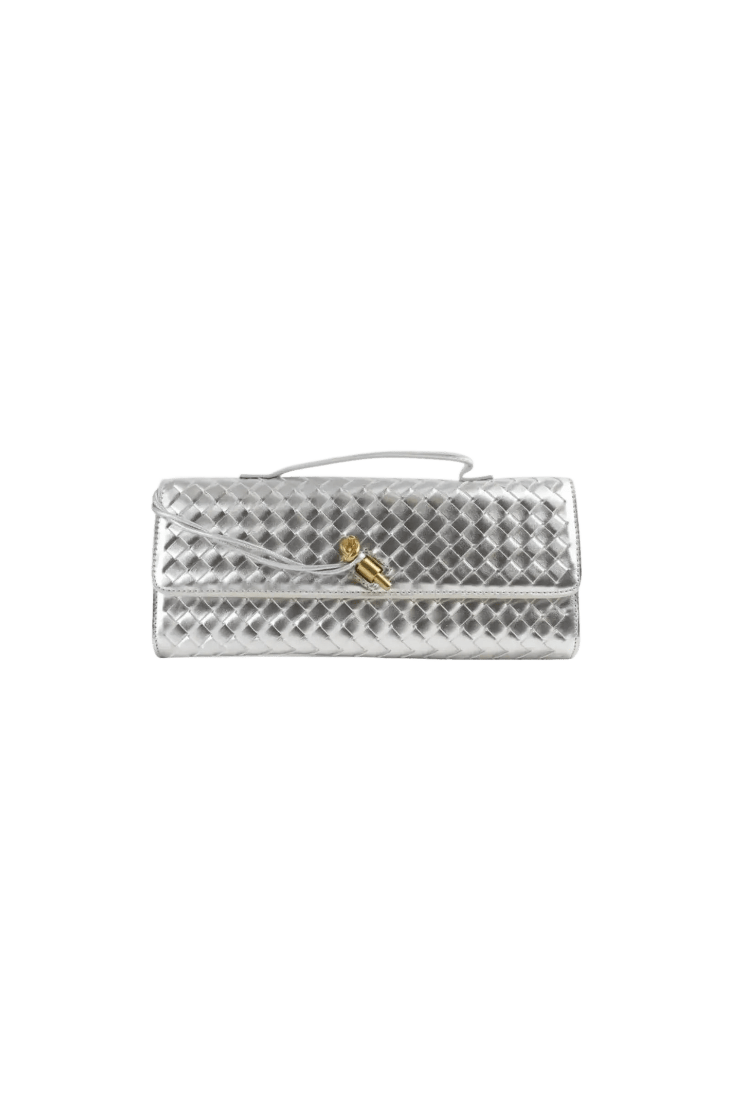 CELESTE – Handgewebte Mini‑Clutch.