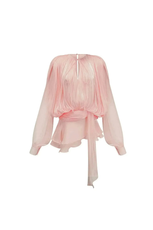 Celina Plissee Kleid in Roséglanz.