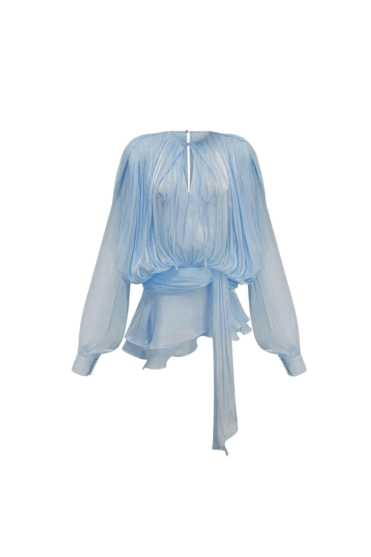 Elara Plissee-Kleid in Himmelblau.