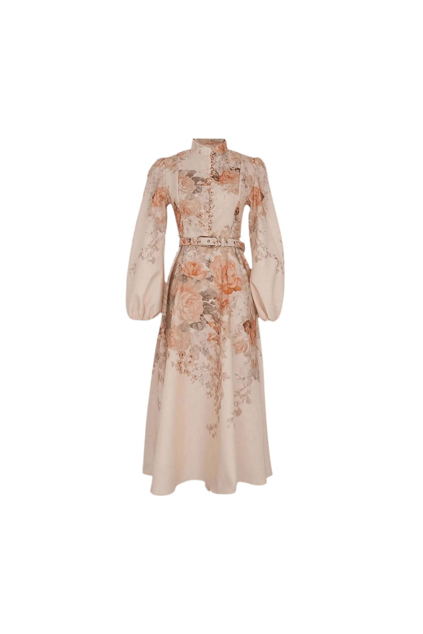 Elegantes Maxikleid mit floralem Print und Puffärmeln.