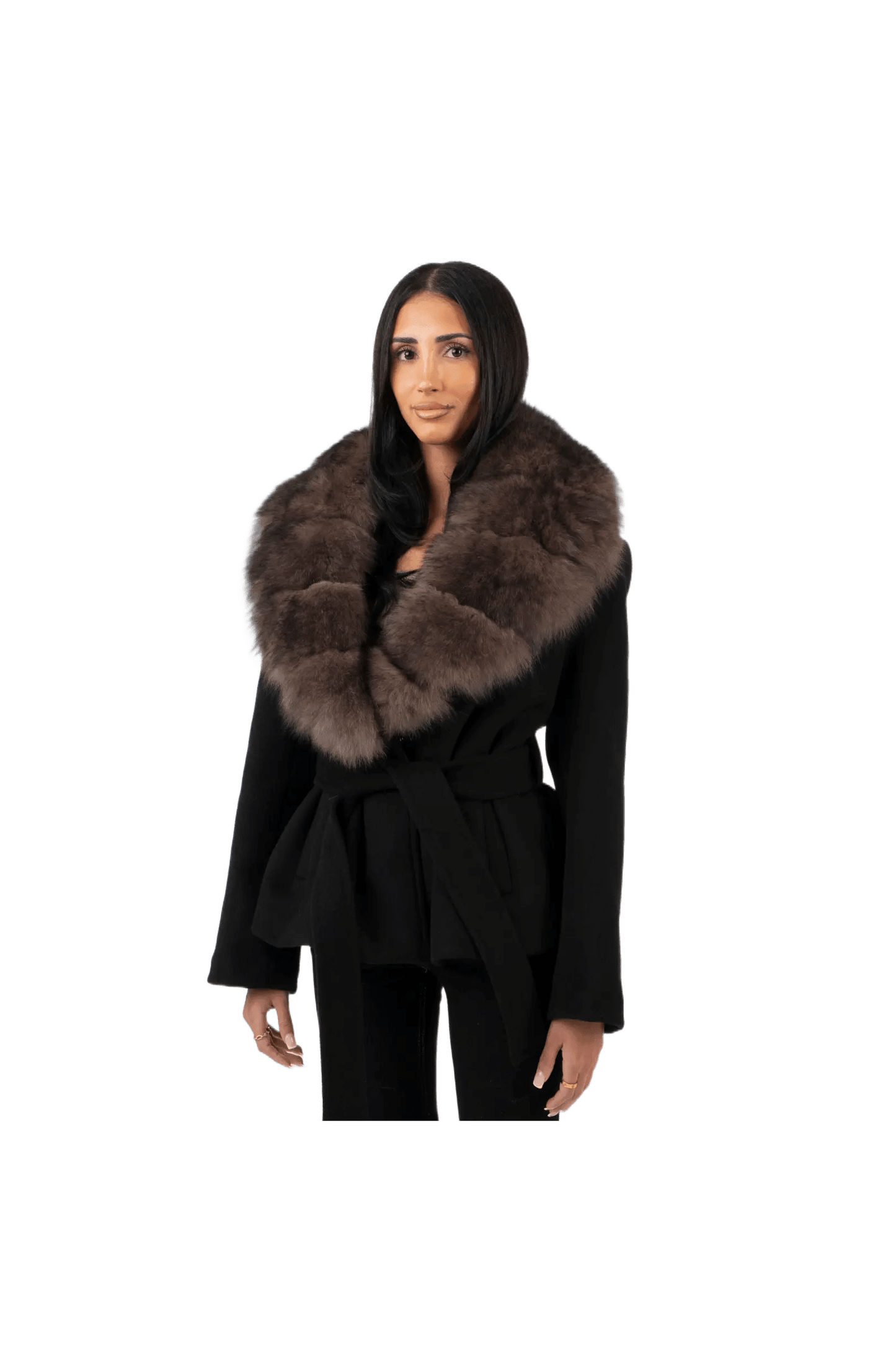 ELISA – Luxuriöse Damenjacke mit Kunstpelzkragen.