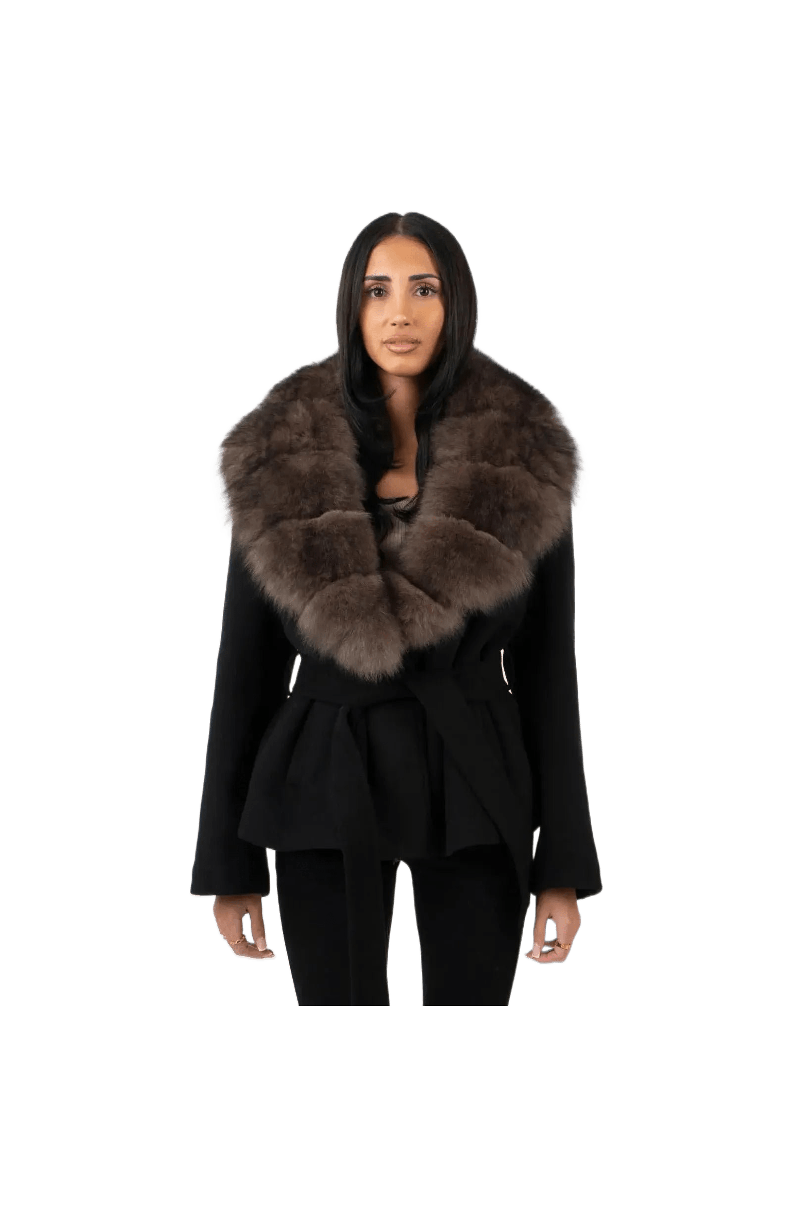 ELISA – Luxuriöse Damenjacke mit Kunstpelzkragen.