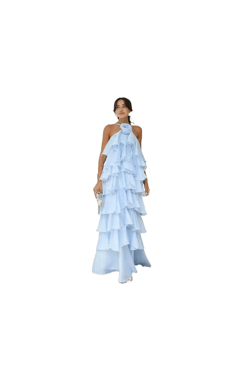 Lucia Maxikleid mit Blüten-Dekor und Halterneck.