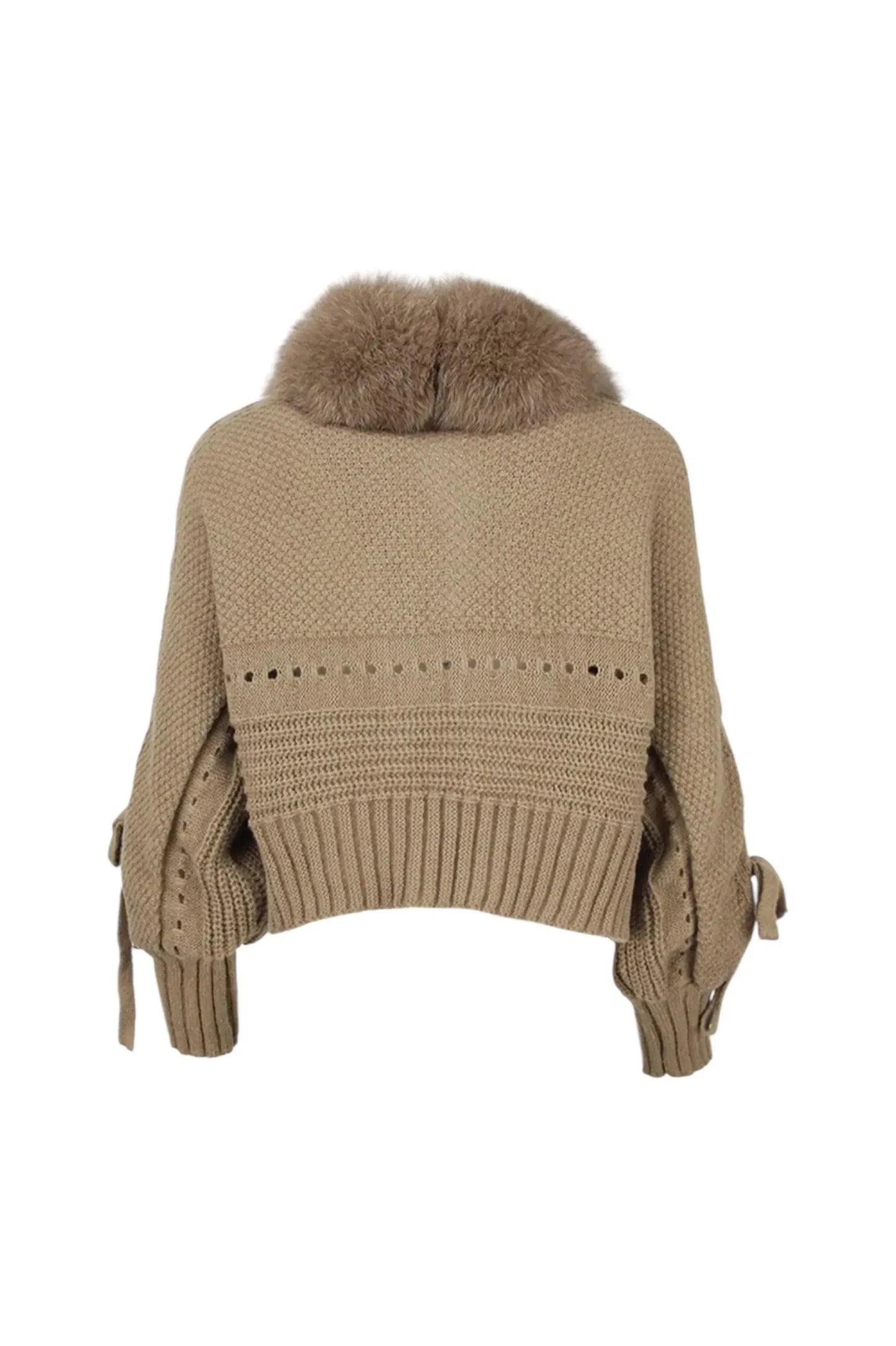 LUMINA – Winter Cardigan mit Kunstpelzkragen.