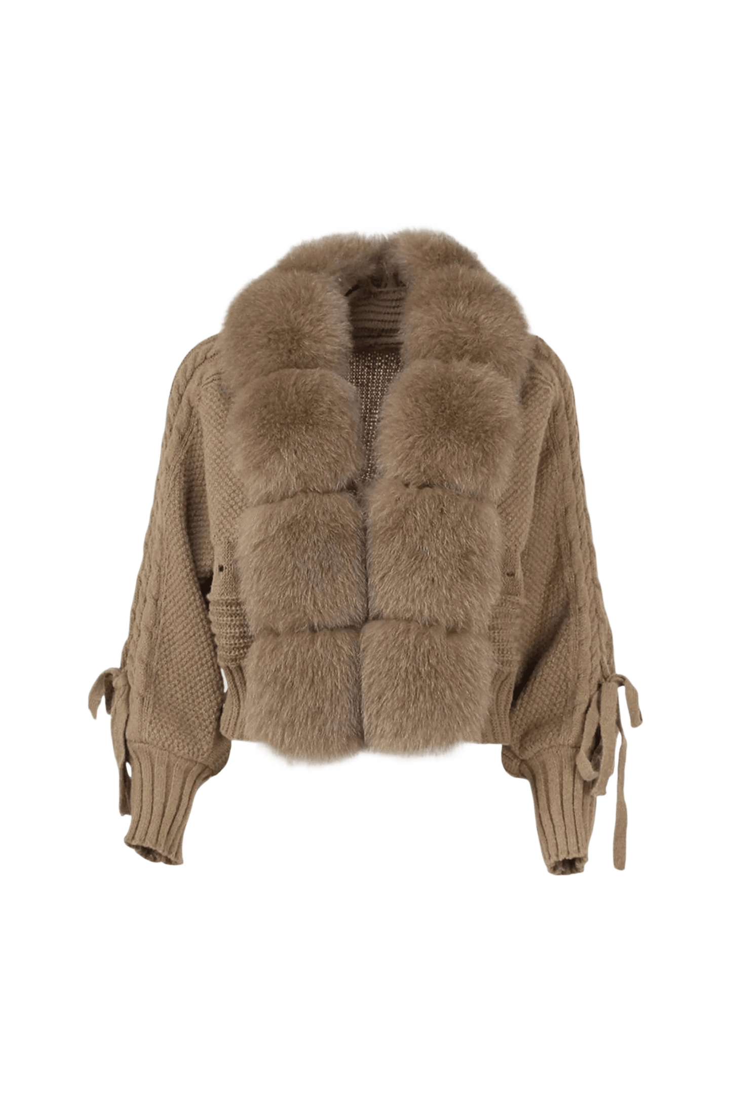 LUMINA – Winter Cardigan mit Kunstpelzkragen.