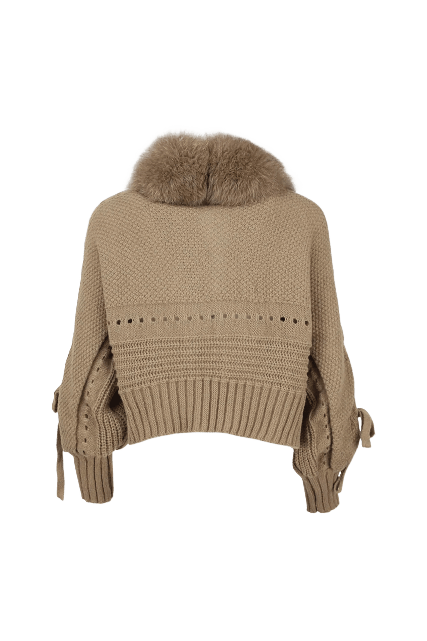 LUMINA – Winter Cardigan mit Kunstpelzkragen.