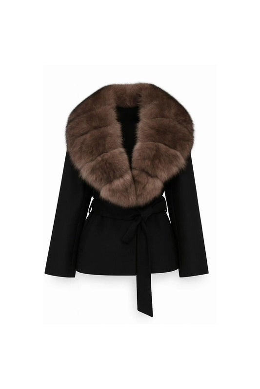 ELISA – Luxuriöse Damenjacke mit Kunstpelzkragen.