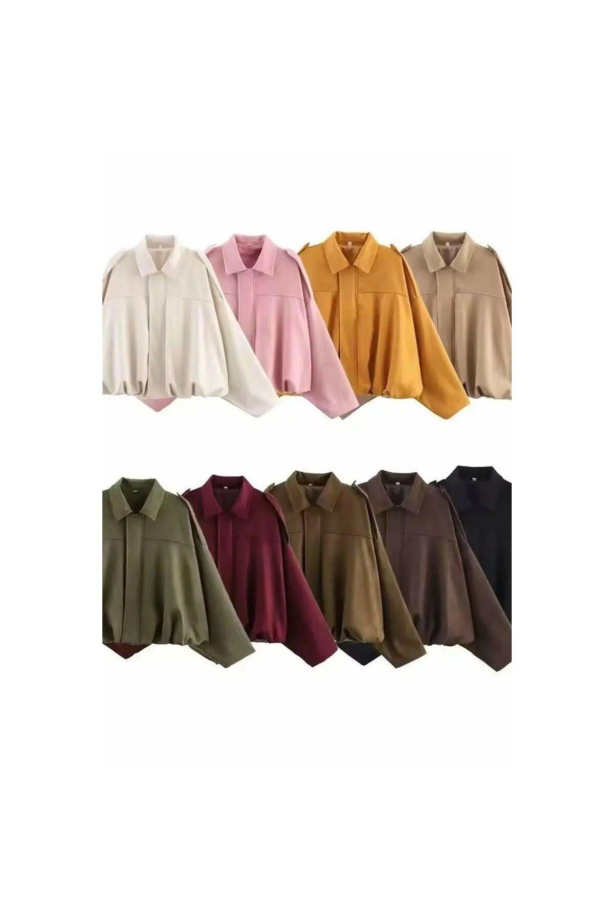 Oversized Jacke in Wildlederoptik.