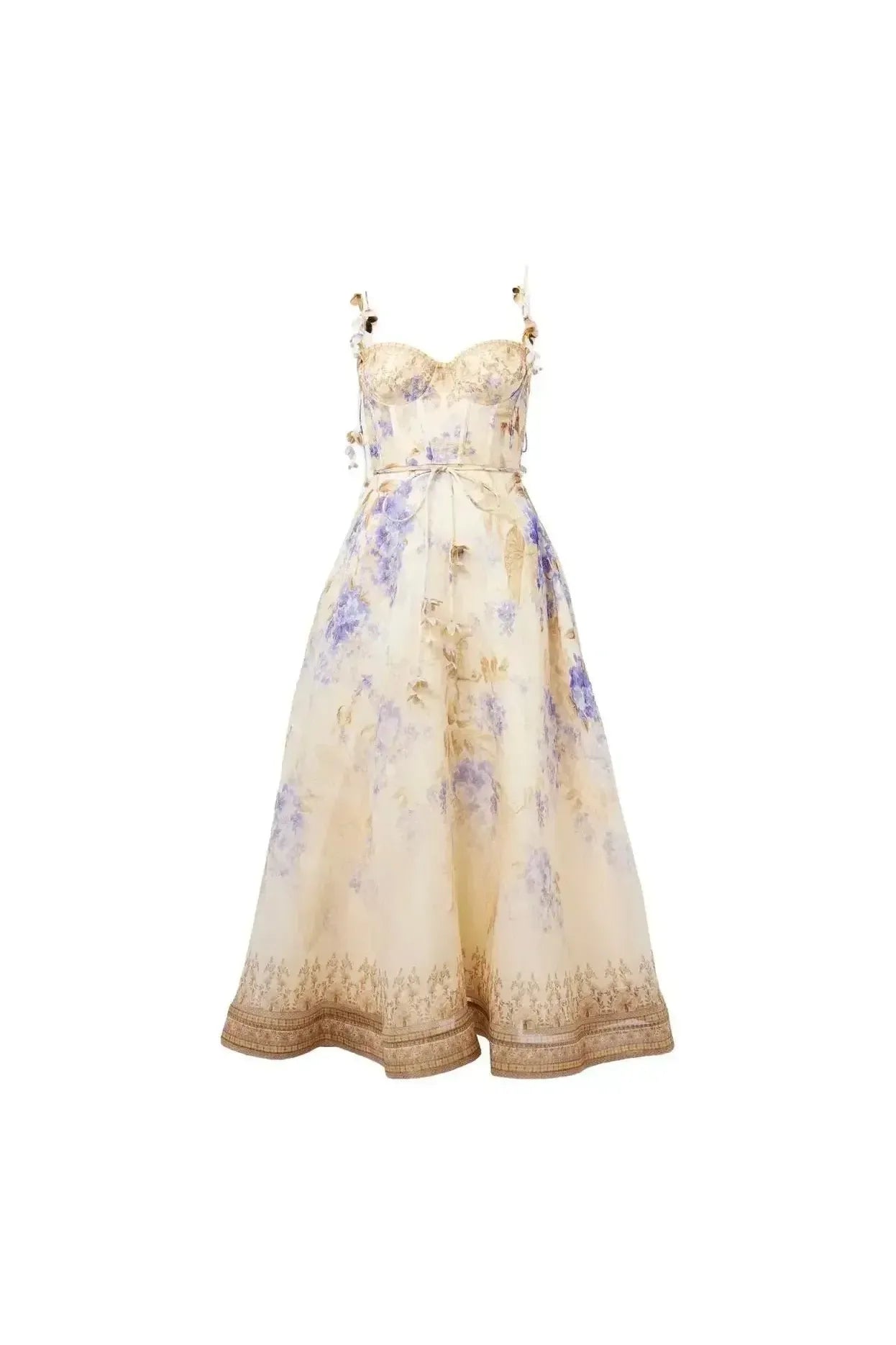 Romantisches Midikleid mit floraler Stickerei.