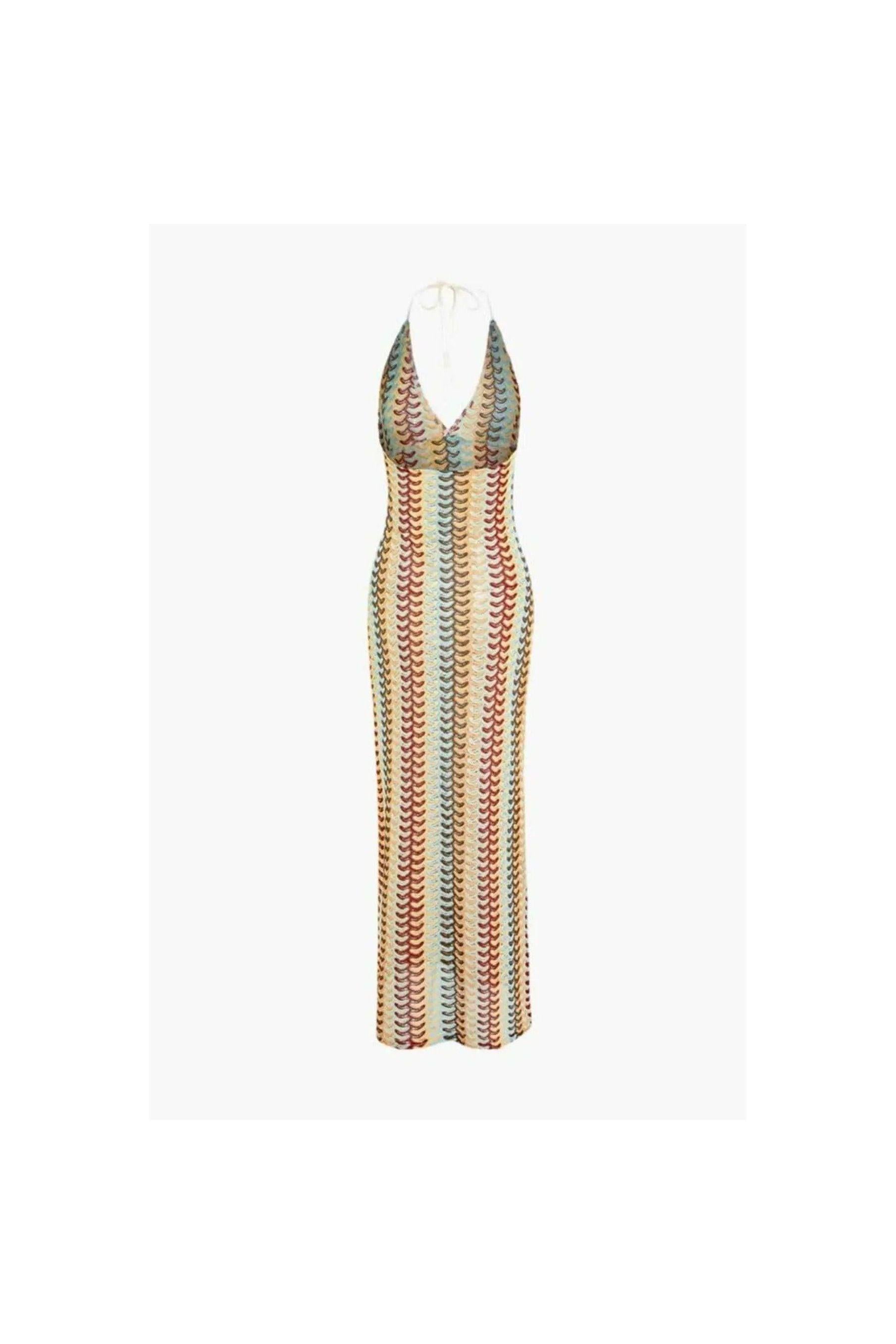 Sunset Waves – Häkel-Maxi Dress im Retro-Style.