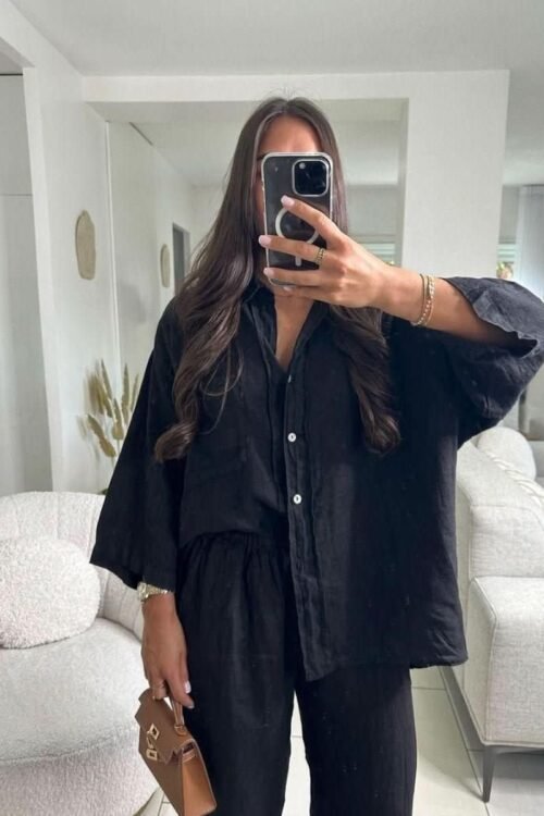Amara Zweiteiliges Leinen-Set – Oversize-Look für entspannte Eleganz - Besellics