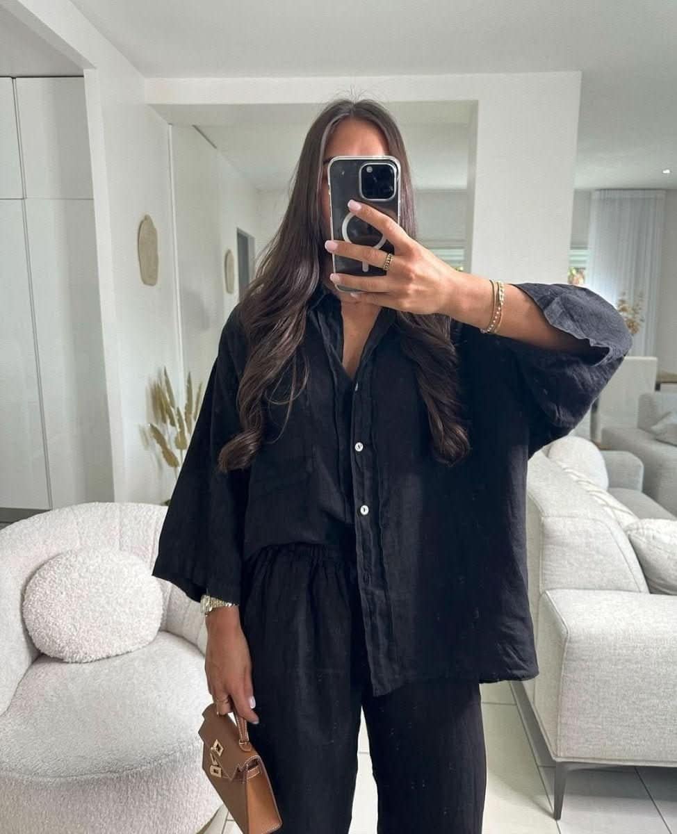 Amara Zweiteiliges Leinen-Set – Oversize-Look für entspannte Eleganz - Besellics