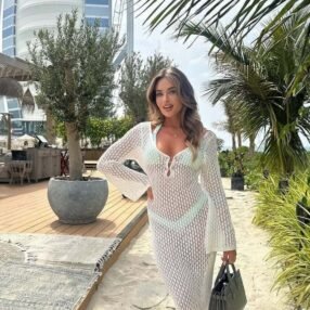 Ariel Maxikleid Damen Sommer Weiß Türkis