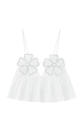 Blossom Glam Crop-Top Damen mit Kristallen