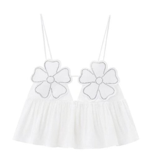 Blossom Glam Crop-Top Damen mit Kristallen