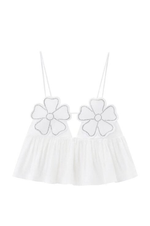 Blossom Glam Crop-Top Damen mit Kristallen