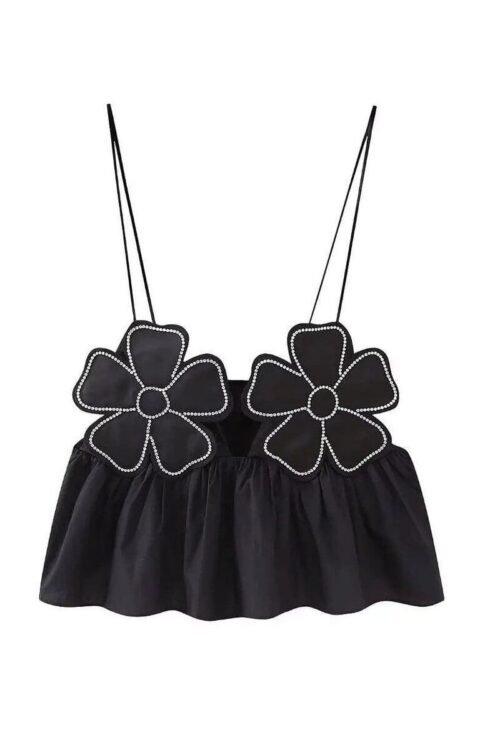 Blossom Glam Crop - Top: A Floral Fusion of Style, Comfort, and Elegance - Besellics