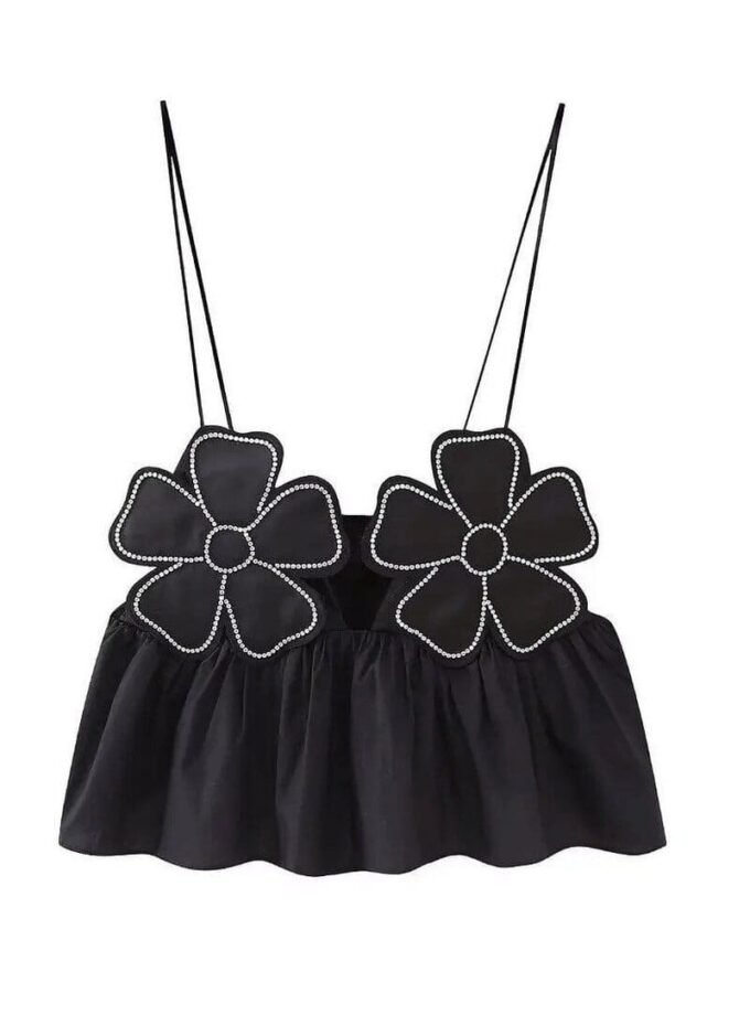 Blossom Glam Crop - Top: A Floral Fusion of Style, Comfort, and Elegance - Besellics