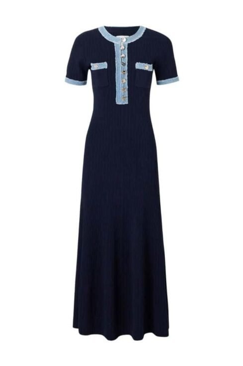 Blue Grace Strickkleid Damen Dunkelblau