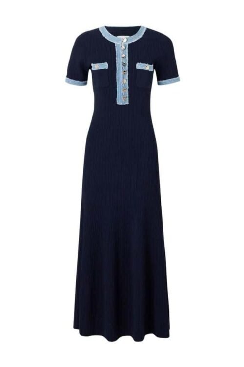 Blue Grace Strickkleid Damen Dunkelblau