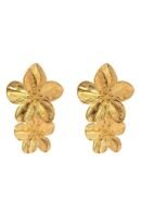 Double Golden Orchid earrings with triple flower design in gold-plated stainless steel.