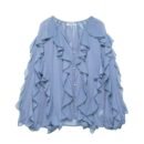 Elegante Chiffon-Bluse mit verspielten Rüschen – Leichtigkeit trifft auf Stil - Besellics