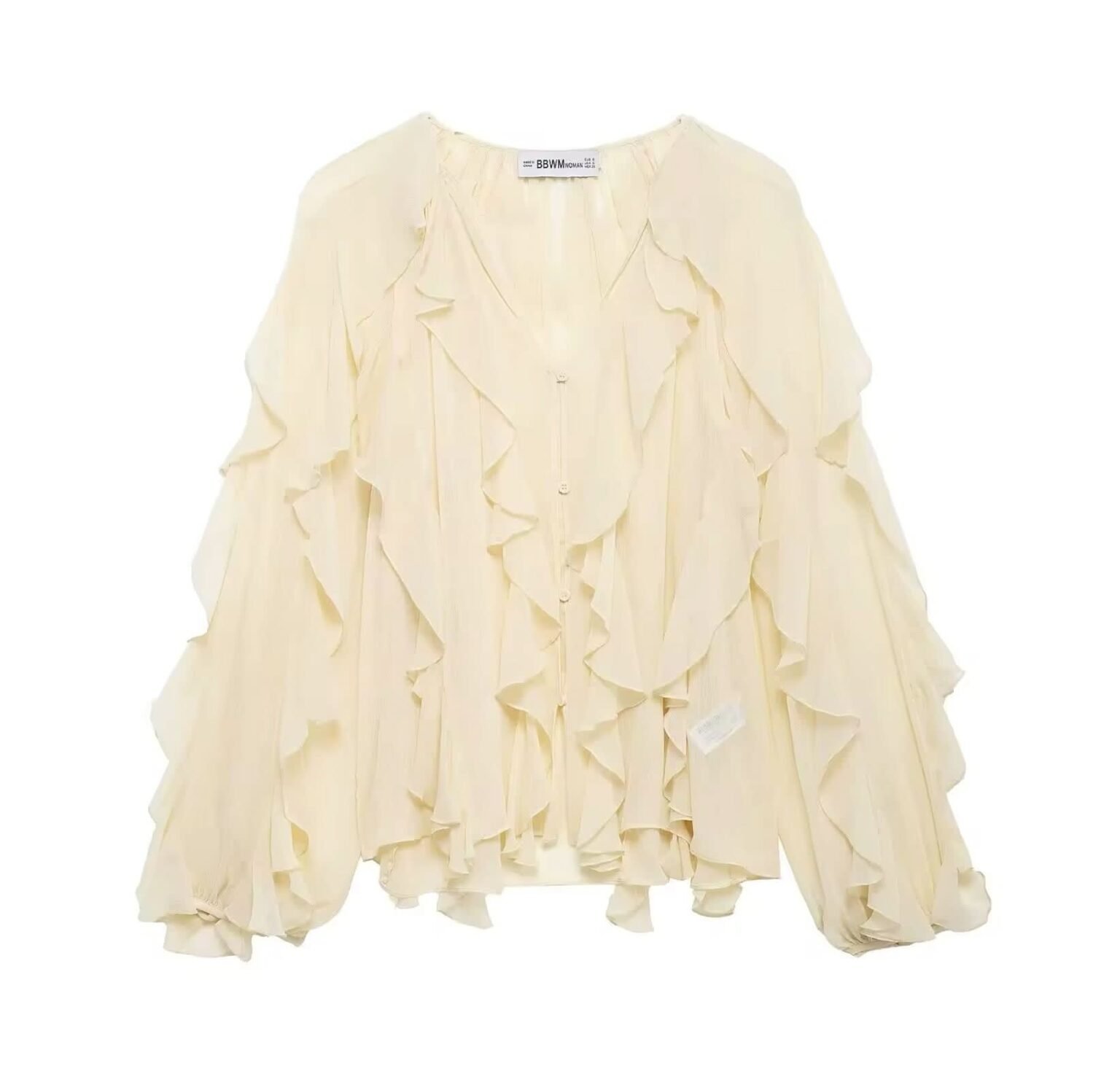 Elegante Chiffon-Bluse mit verspielten Rüschen – Leichtigkeit trifft auf Stil - Besellics