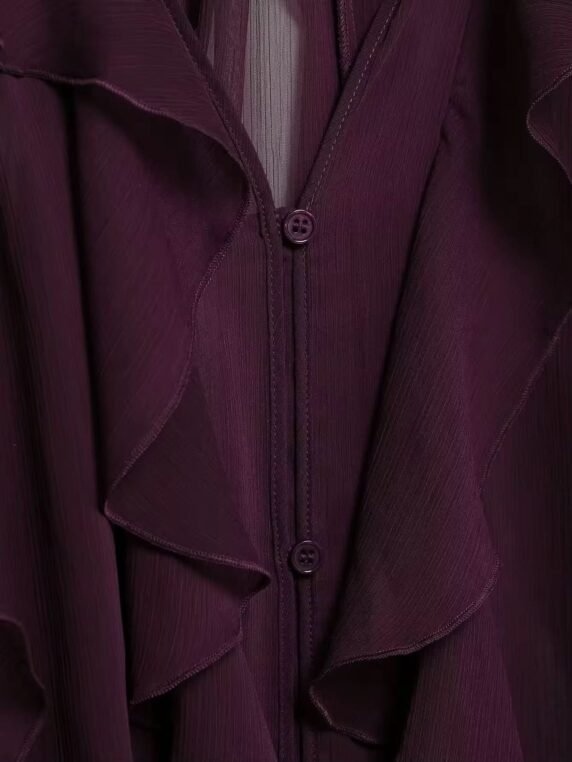 Elegante Chiffon-Bluse mit verspielten Rüschen – Leichtigkeit trifft auf Stil - Besellics