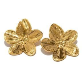 Golden Orchid gold flower earrings, luxurious and elegant design made from high-quality gold-plated stainless steel.