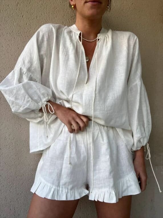 Isla Leinen-Set mit Volants – Sommerleicht & Elegant - Besellics